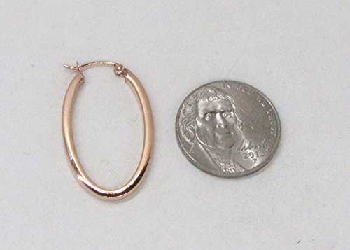 Medium 14K Rose Gold Oval Hoop Earrings, 1.2 In (31Mm) (2Mm Tube) #TOP4