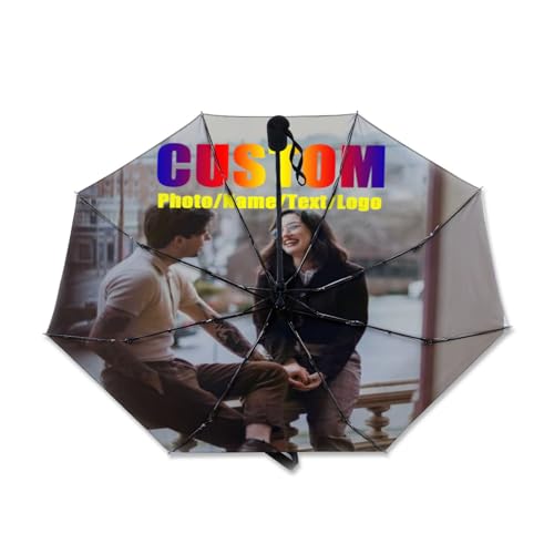 Mbrello Pieghevole Personalizzato, Ombrello Personalizzabile con Logo o Immagini, Ombrello Pieghevole Automatico per Donne e Uomini, Regalo, Viaggio