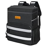 Sac à Dos Isotherme 30L Pliable   Grand Capacité, Maintient au Frais 24H, Léger et Imperméable pour Pique Nique, Plage, Voyage, Pêche, Barbecue, Noir
