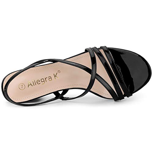 Allegra K Allegra K Women's Strappy Slingback Chunky Heels Black Sandals 9.5 M US