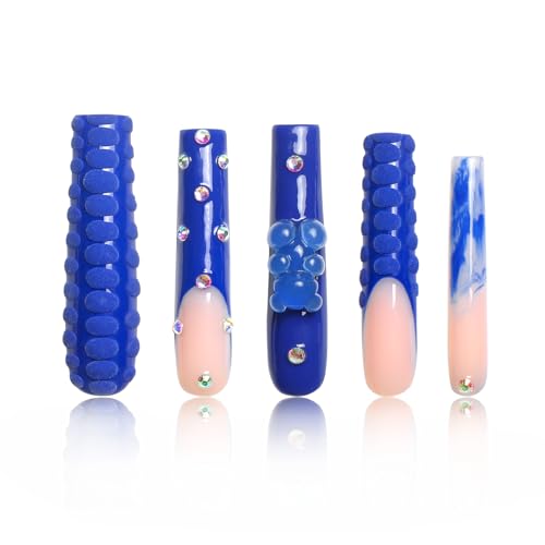 LOVFUL Press on Nails Little Blue Bear | Handmade with