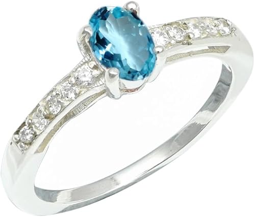 SILVERNROCK Blue Topaz Gemstone Silver plated Meditation Ring Men & Women All Si