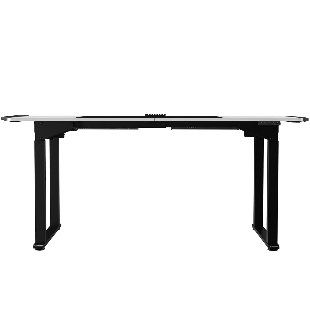 ULTRADESK Uplift V2 Computertisch Gaming Tisch Schreibtisch, Stahlkonstruktion, Platz für DREI Monitore, Elektrische Höheneinstellung, mit RGB-LED, Inklusive Zubehör, 176 x 75 cm, Weiß