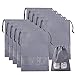 Suszian Lot de 10 Sacs de Rangement à Chaussures avec Cordon de Serrage Transparent, Gris foncé, M,L