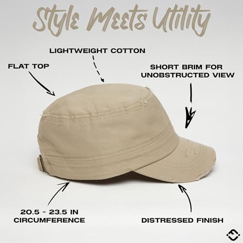 Funky Junque Distressed Military Hat – Newsboy Hats for Women, Short Brim Army Baseball Cap, Womens Cadet Hat Trendy Style