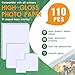 Lokunn 110 Sheets Photo Paper Glossy, Photo Paper 3.5 * 5, 4x6, 5x7, 8.5x11 inch, Suitable for Dye Inkjet Printers. Convenient for Home Use. Can Print Photos, Advertising Covers, Recipe Cards