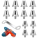 Metal Studs Football Boots, 12 PCS Football Studs, Football Shoe Studs Replacement Metal Studs Football Boots Replacements with Wrench for Men boy Adults Shoes Replacements Stud Silver 15/13 mm