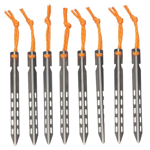 Clavijas de titanio para tienda de campaña de 16 cm con diseño en V pack de 8 estacas ultraligeras