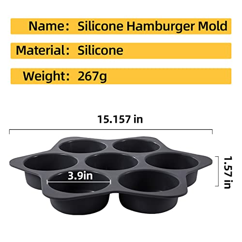 Atrccs Silicone Hamburger Bun Mold 7 Cavity Loaf Pan Non Stick Baking Pannon-Stick Pan Easy To Release Household Silicone Food Baking New Baking Tool (Black) #TOP4