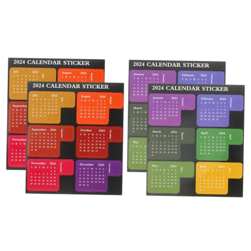 OUNONA 4枚 多機能カレンダーステッカー 月別インデックスシール 手帳用付箋 カレンダー識別用オフィス 家用