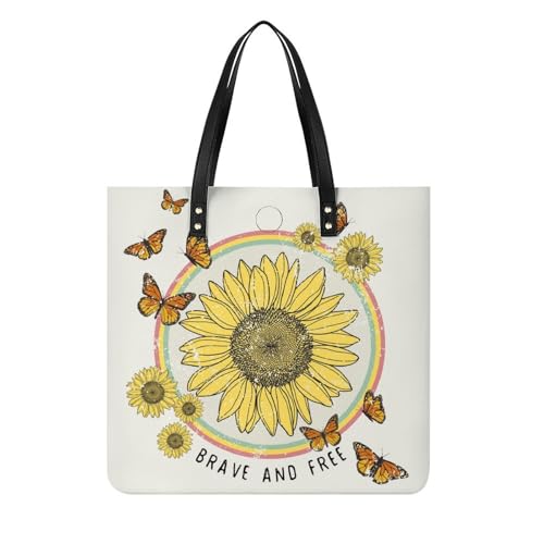 Sac shopping tournesol et papillon 39x39cm pour ne plus manquer de place