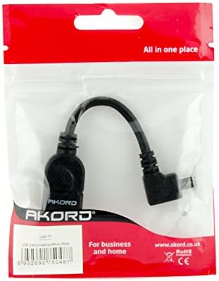 AKORD USB 2.0 A Female to Micro USB B Male Adapter Cable with OTG Function