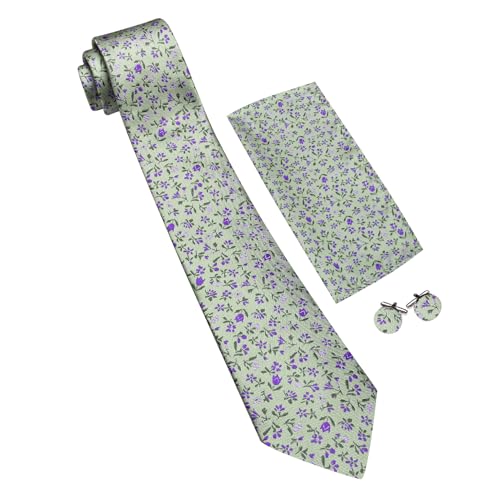 Image of Barry.Wang Ties for Men Silk Tie Sets Polka Dot Woven Necktie Pocket Square Cufflinks Business Wedding