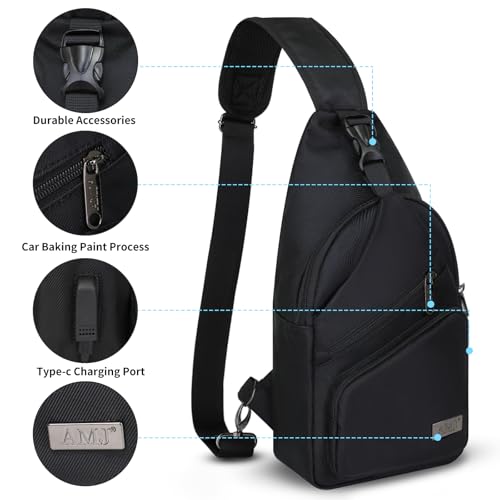 AMJ Sling Bag with Type-C Charging Port