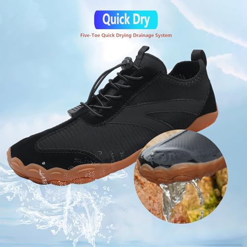 Image of Beach Water Shoes for Women Men Quick Dry Non-Slip Wide Toe Hike Barefoot Footwear for Beach Pool Aqua Swim Surf Walk