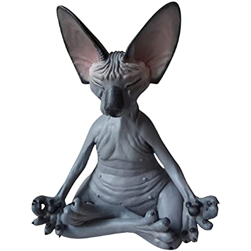 VIVILIAN Meditation Sphynx Katzenstatue Sammlerstück Zen Yoga Pose Buddha Katzenstatue für Home Office Decor Cover