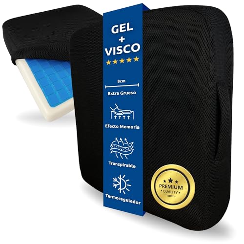 INDESMED Cojín Antiescaras de Gel y Viscoelástica Premium 40x40x8 cm - Prevención y Alivio de Úlceras por Presión | Ergonómico, Ortopédico, para Silla de Ruedas, Oficina y Coche | Funda Antideslizante