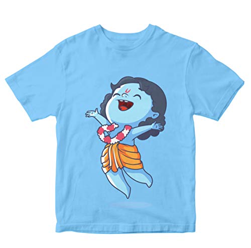 Image of Boys' Regular Fit T-Shirt Krishna Leaping with Joy 100% Cotton Boy's Girl's Unisex Fit T-Shirt
