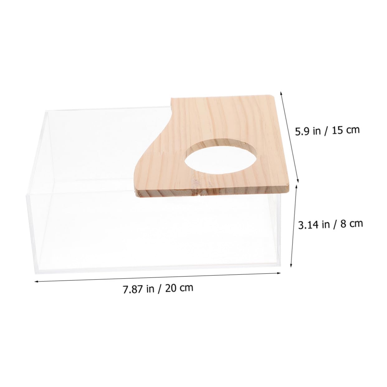 2 Stück Transparente Hamster Sandbadbox aus mit Holzabdeckung und Belüftung Robustes Kleintier Bad für Chinchillas Mäuse Ratten Geräumige Haustier Waschbox