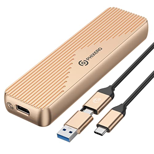 PHIXERO M.2 Enclosure Adapter, USB 3.1 Gen 2 6Gbps External Solid State Enclosure with UASP (10Gbps(Rose Gold))