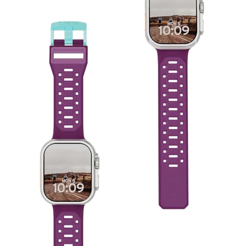 Image of Urban Armor Gear UAG Replacement Watch Strap, Civilian Strap / Watch Band Designed for Apple Watch (49mm / 46mm / 45mm / 44mm) (Series 4-11 / Ultra 3 / Ultra 2 / Ultra /SE / SE2 ) (Watch NOT Included) - Deep Purple Synth /Aqua