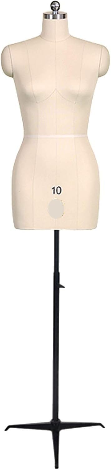Weiße weibliche Schaufensterpuppe for Nähen mit Stativ aus Metall | Verstellbare Schaufensterpuppe mit halbem Körper(Size 2)