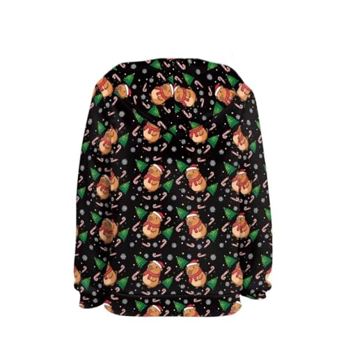 Pinupub Unisex-Child Black Christmas Hoodies Classic Xmas Graphic Long Sleeve Casual Pullover Hoodie2