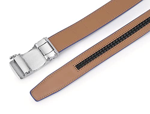 Image of Lingli Men's Belt,Ratchet Dress Belt with Automatic Buckle Brown /Black-Trim to Fit-35mm wide