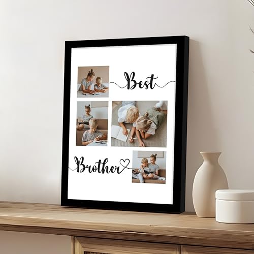 Image of Art Street Customized Best Brother with 4 Photo Collage print for Brother, Rakhi Gifts Photo Frame With Photo Upload, Birthday, Gift for Husband, Couple, Brother, Sister, Parrents(A4)