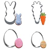 Bonropin Large 4PCS Bunny Rabbit Cookie Cutters Set With Bunny,Carrot,Large Egg,Middle Egg.