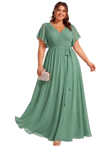 Image of Ever-Pretty Plus Women's Chiffon Maxi Plus Size Formal Bridesmaid Dresses