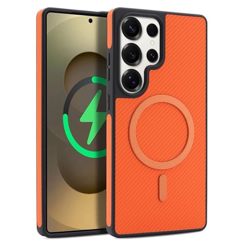Étui magnétique pour Samsung Galaxy S26 Plus zimial en cuir carbone noir pour charge sans fil