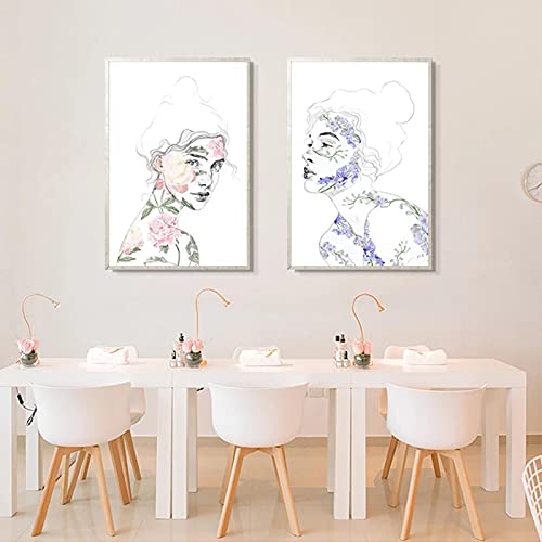 Peinture abstraite sur toile haut de gamme 60x80 fleur et femme