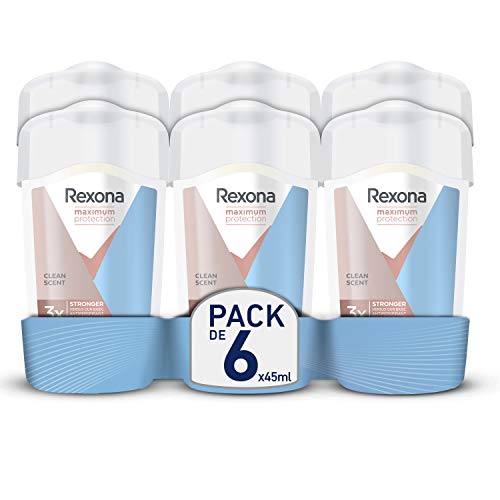 Rexona - Desodorante en crema, máxima protección para mujer, pack de 6 (6 x 45 mm)