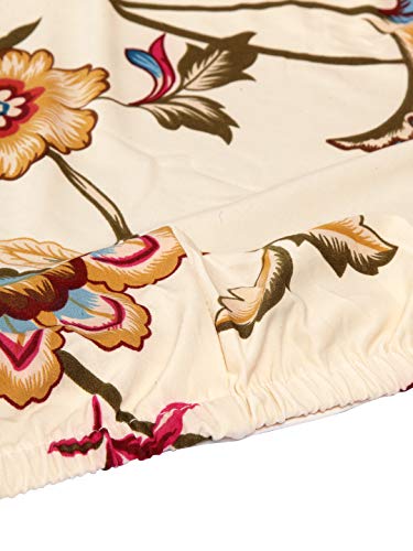 Image of Cortina Dining Chair Slipcovers | Protection Chair Covers | Floral Print, Removable, Washable | Universal Fit Super Soft Stretchy Polyester Spandex | Hotel, Marriage, Wedding | Pack of 6, Cream 1