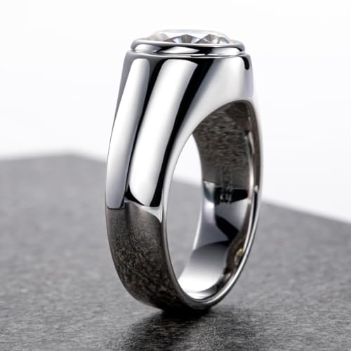 4ct D Color Moissanite Men Engagement Rings, 925 Sterling Sliver Men rings,18K Gold Plated Engagement Bezel Rings For Men, US Size 8-123