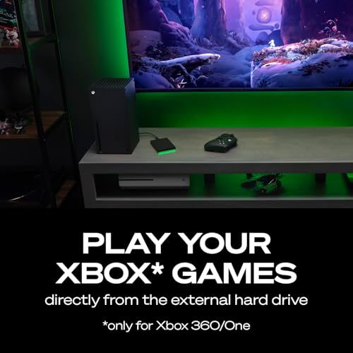 Image of Seagate Game Drive for Xbox 2TB External Hard Drive Portable HDD - USB 3.2 Gen 1, Black with Built-in Green LED bar, Xbox Certified, 3 Year Rescue Services (STKX2000400)