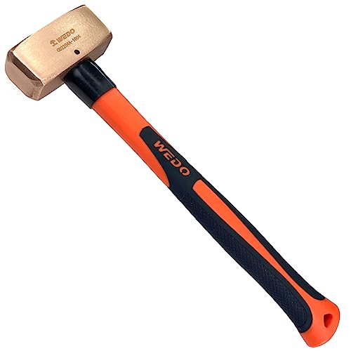 WEDO Maza Albañil con Mango de Fibra de Vidrio,Maza pequeña 1000g,Maza con mango de fibra de vidrio,Largo 350mm,Cobre,Cabeza forjada,Herramienta de mano