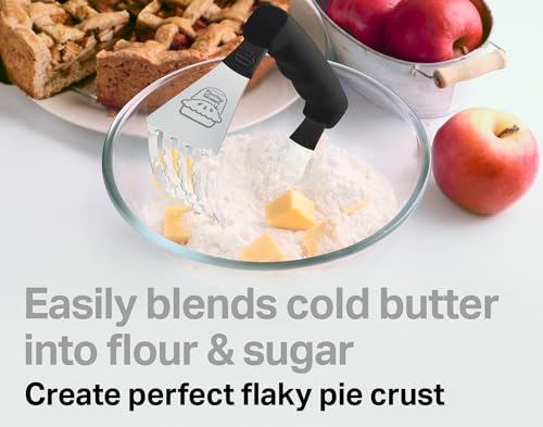 Pastry Cutter Tool - Heavy Duty Stainless Steel Pastry Blender, Comfortable Handle, Dishwasher Safe, Perfect Flaky Pie Crust & Biscuits - Black