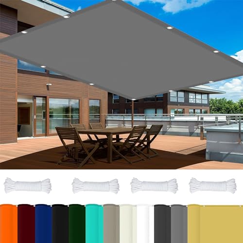 Toile d'ombrage grise 1x8.5m en polyester imperméable pour pergola - 2
