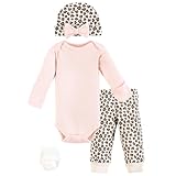 Hudson Baby Unisex Thermal Preemie Layette Set 4pc Long Sleeve Outfit, Leopard, Preemie