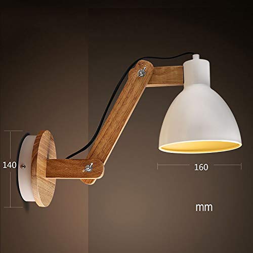 Lámpara de pared de época cabeza de cama de madera ajustable