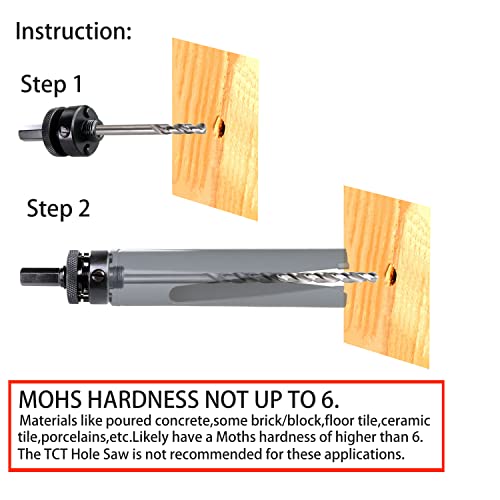1-1/4 Inch Deep Hole Saw Carbide Tipped, 6.6” Cutting Depth With Mandrel For Hard Wood, Mdf, Wall Tile, Fiberglass, Air Brick, Plasterboard, For Thick Wall, Roof #TOP4