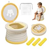 Portable, Foldable Potty seat for Toddler, Training Toilet Seat Emergency Toilet The Bottom Has the Function of Storing Garbage Bags for Car, Camping, (orange color)