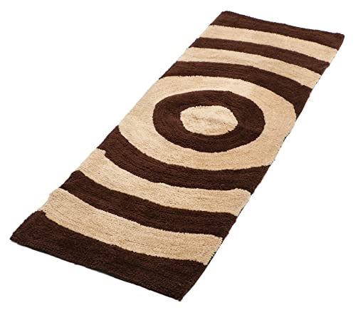 Image of THE HOME TALK Modern Polyester Area Rugs | Carpets for Living Room, Kitchen, Kid's Room, Bedroom | Microfiber Polyester Rugs | Shaggy Floor Carpet | Anti Skid Store (Beige and Brown, 50 x 150 cm)