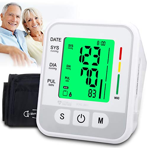 Blood Pressure Monitor Upper Arm, Automatic Digital BP Monitor with Cuff 22-32cm, Large Screen, 2 * 99 Reading Memory, Blood Pressure Machine Pulse Rate Monitor for 2 User Adult Home Use
