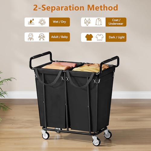 Image of Gewudraw Laundry Sorter with Wheels, 95-Gallon Heavy Duty Laundry Hamper