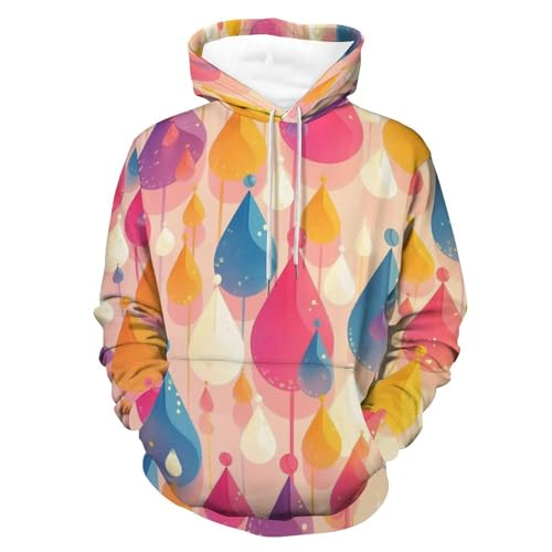 Sweatshirt gouttes d'eau bleues et violettes pullover manches longues hoodie homme femme S