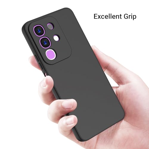 Image of Kapa Matte Protective Lens Flexible Back Cover for Iqoo Z10x 5G / Vivo T4x 5G | Slim Silicone with Soft Lining Shockproof Full Body Bumper Case (Black)