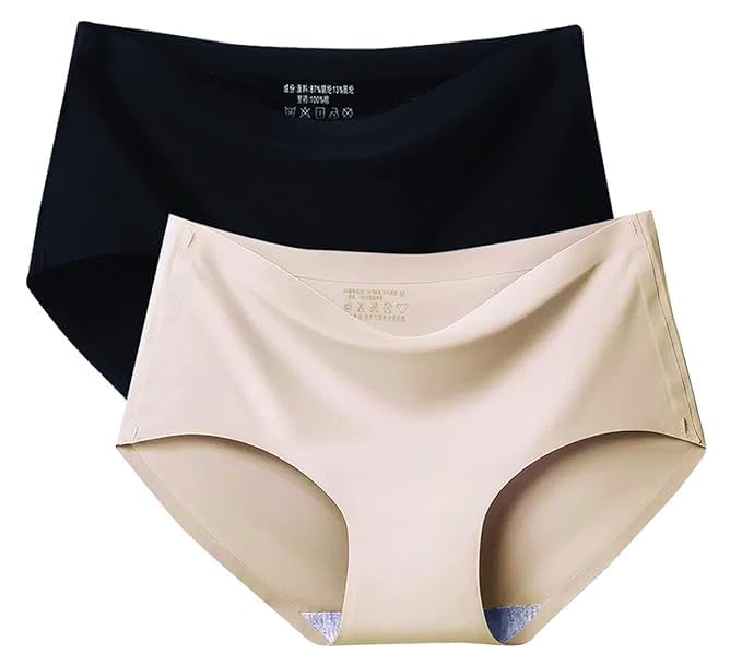 Mayra ENTERPRICE Women's/Girl's Ice Silk Seamless Mid Rise No Show Laser Cut Invisible Panty Smooth Stretch Women Hipster Panty for Women Daily Use (Pack of 2, Multicolor)-picture-25